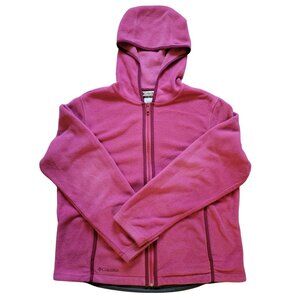 Columbia Womens Fleece Jacket XL Pink Full-Zip Hooded Warm Outerwear